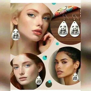 Nataly thyme orient collection panda tear drop earrings